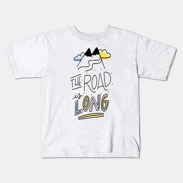 the road is long t-shirt Kids T-Shirt by Brainable ART